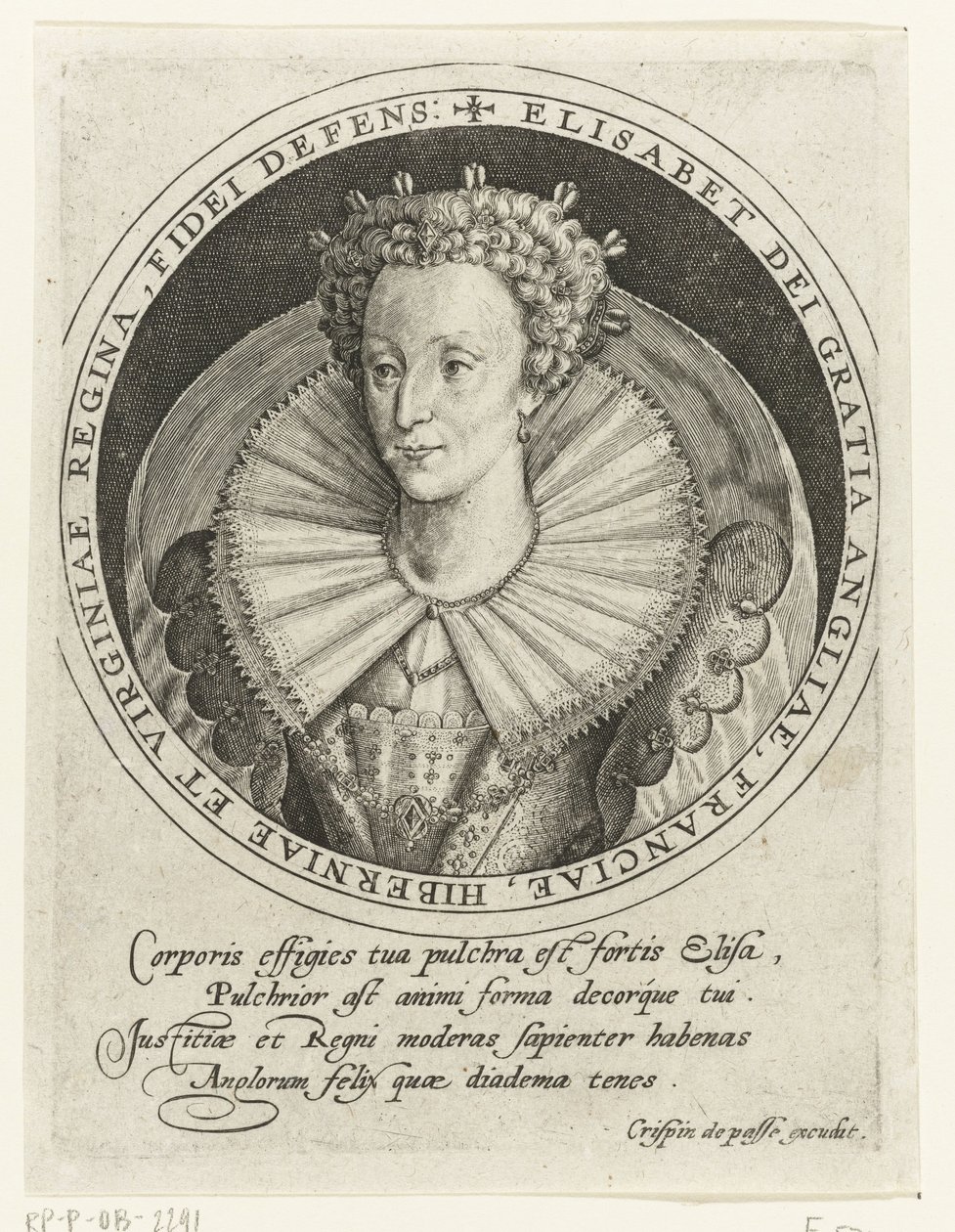 Portrait of Queen Elizabeth I of England by Crispin I de Passe