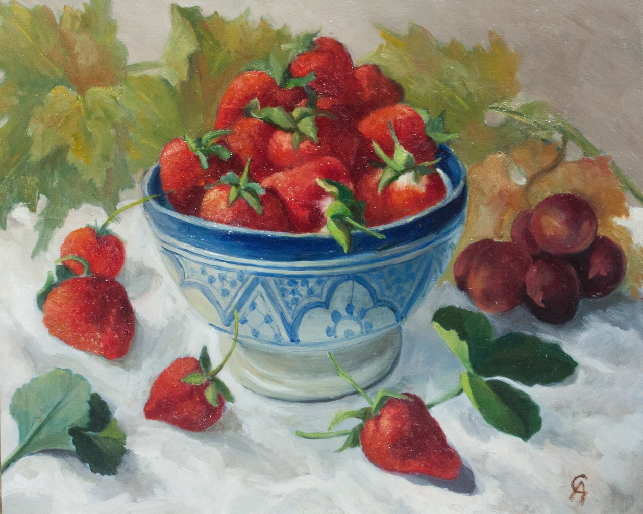 Strawberries in a Blue Bowl by Cristiana Angelini