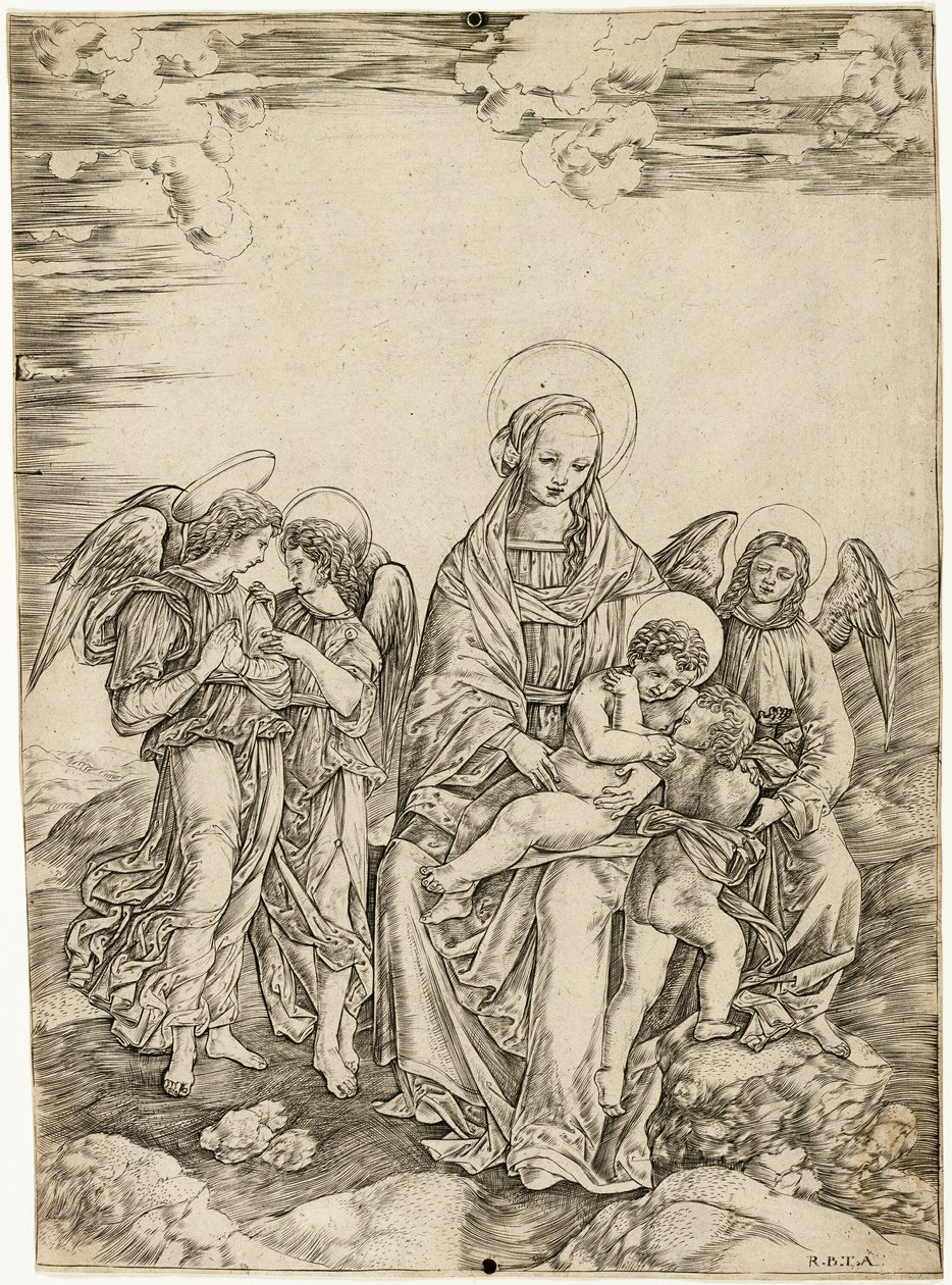 The Virgin and Child with Saint John and Three Angels by Cristofano Robetta