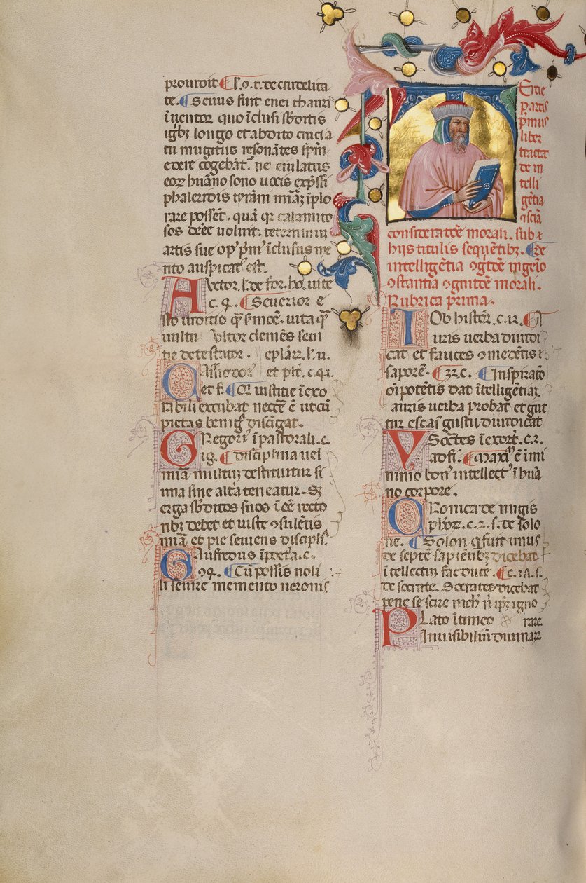Initial T: Bust Portrait of a Bearded Man by Cristoforo Cortese