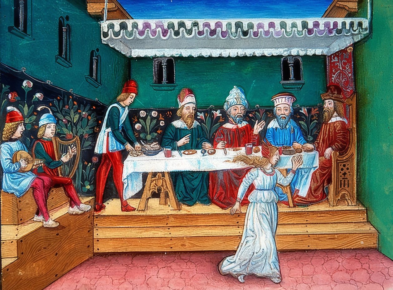 During the Banquet of Herod, Salome Presents the Head of John (c. 144r). 1476 by Cristoforo De Predis
