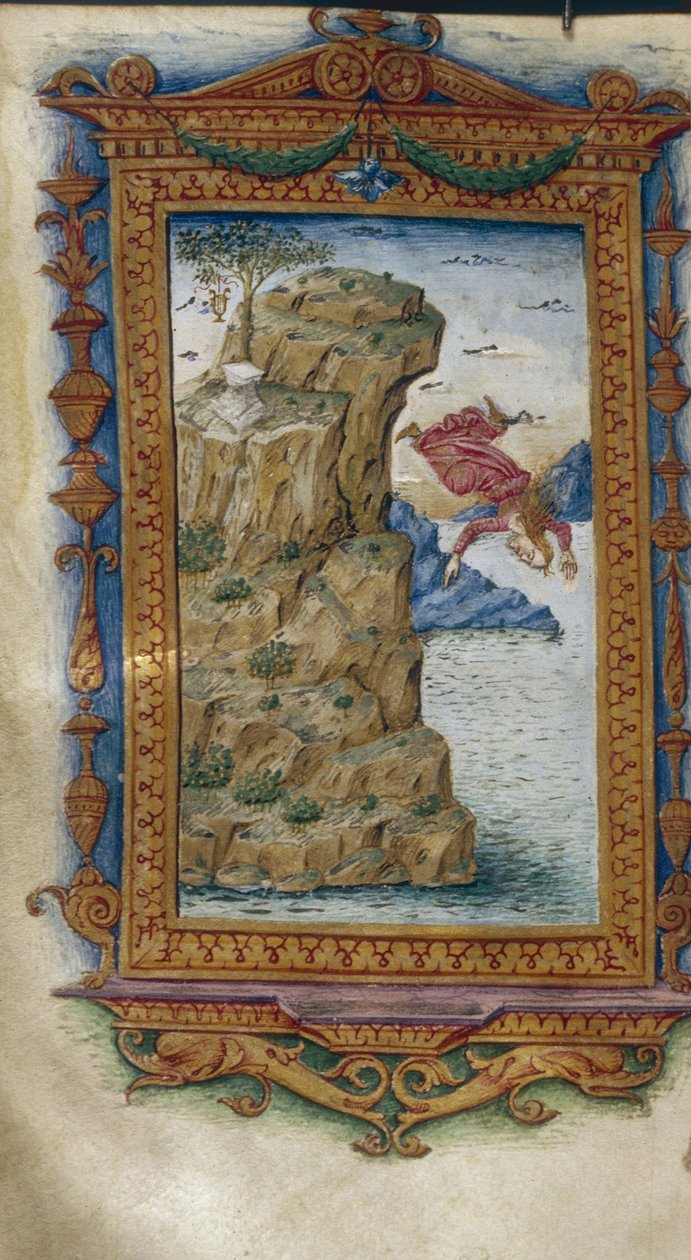 Sappho throwing herself into the sea Illustration for The Heroides by Ovid by Cristoforo Majorana