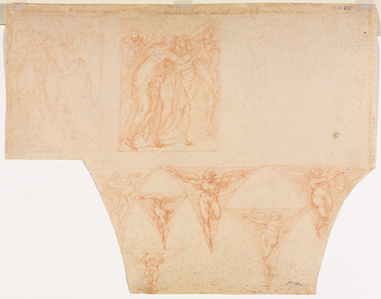 Studies for Christ Meeting His Mother on the Road to Calvary, Studies of an Angel in a Pendentive by Cristoforo Roncalli
