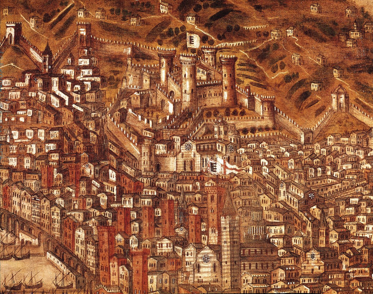 View of Genoa and Its Castle (detail) by Cristoforo de Grassi