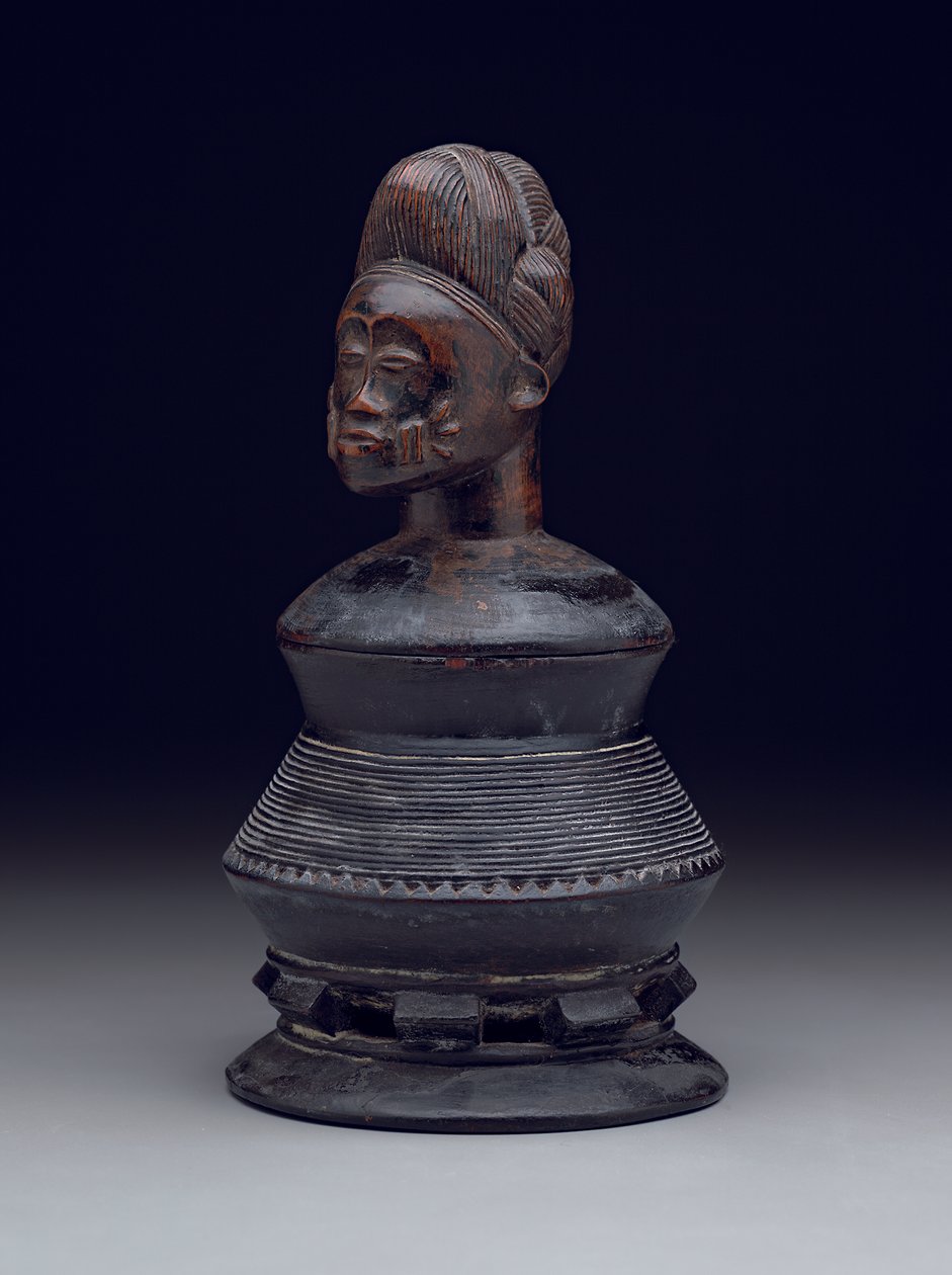 Ointment pot with effigy cover, early to mid-20th century by Culture Baule