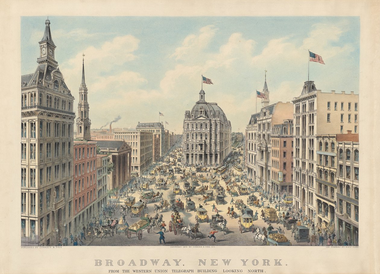 Broadway, New York: From the Western Union Telegraph Building Looking North by Currier and Ives