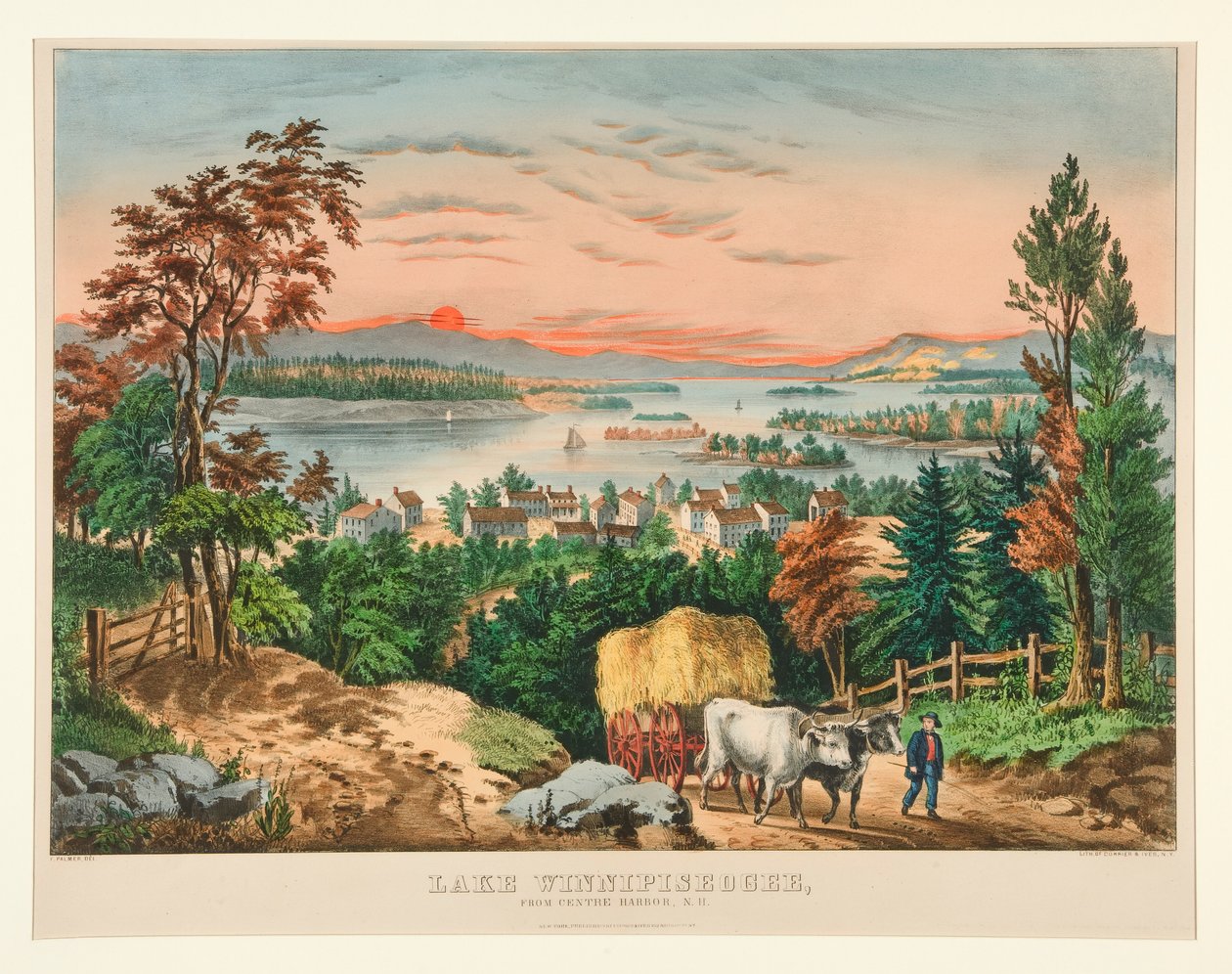 Lake Winnipesaukee, from Centre Harbor, NH by Currier and Ives