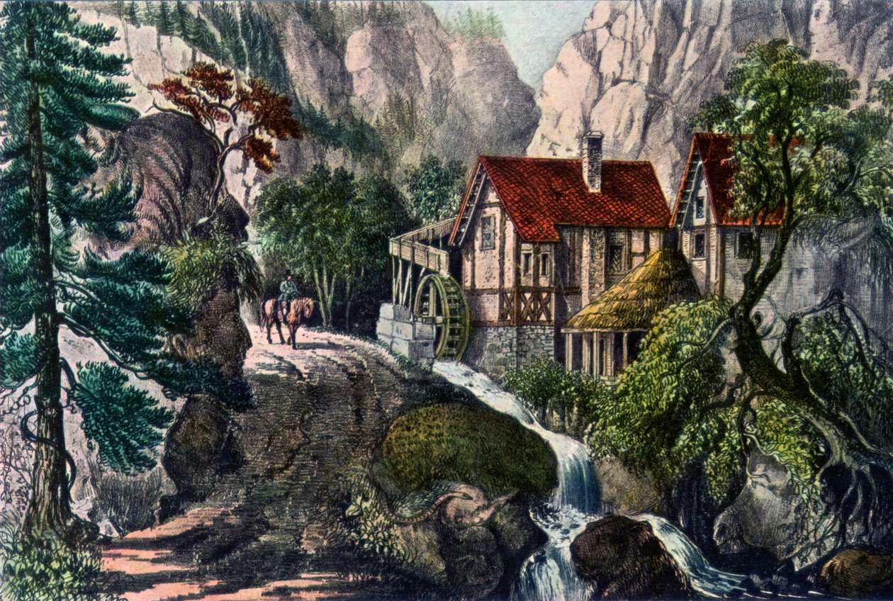 Old Swiss Mill, 1872 by Currier and Ives