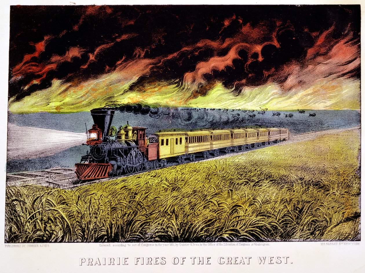 Prairie Fires of the Great West, USA, 1871 by Currier and Ives