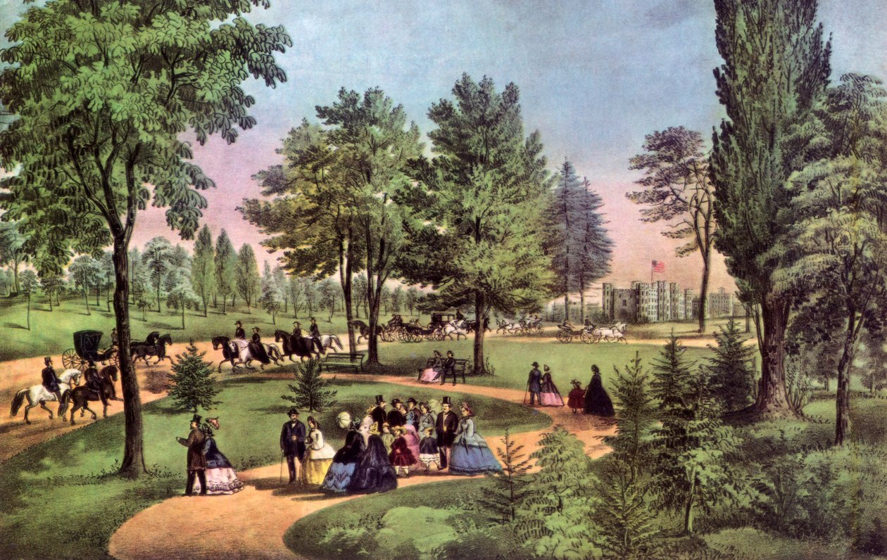 The Drive, Central Park, 1862 by Currier and Ives