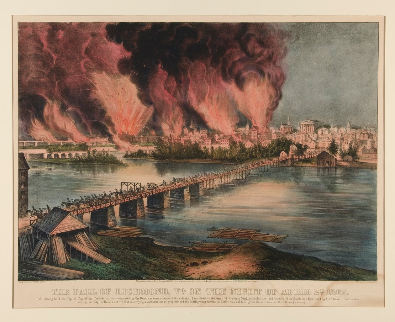 The Fall of Richmond, Virginia, on the Night of April 2nd 1865 by Currier and Ives