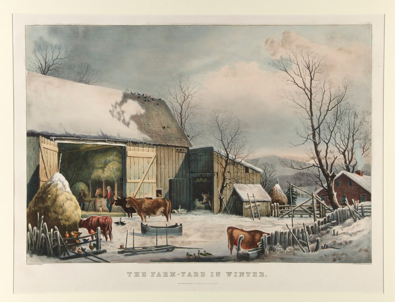 The Farmyard in Winter by Currier and Ives
