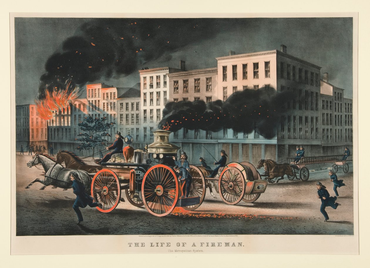 The Life of a Fireman / The Metropolitan System by Currier and Ives