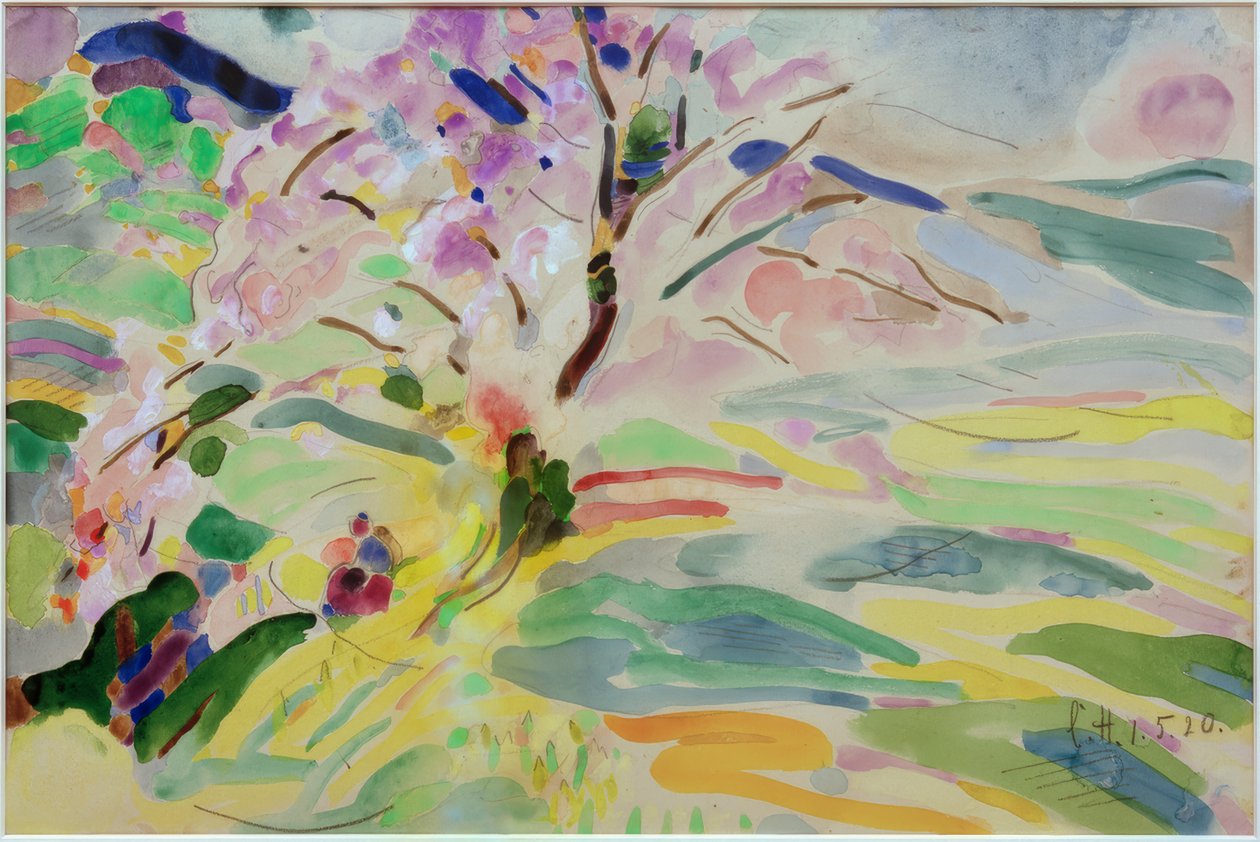 Blooming Apple Tree in Landscape near Pretzfeld by Curt Herrmann