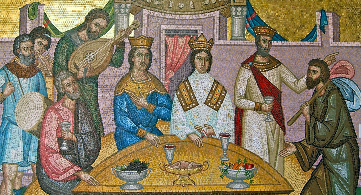 The Royal wedding of Alexios I Komnenos and Irene Doukaina, Kykkos Monastery, Troodos Mountains, Cyprus (mosaic) by Cypriot