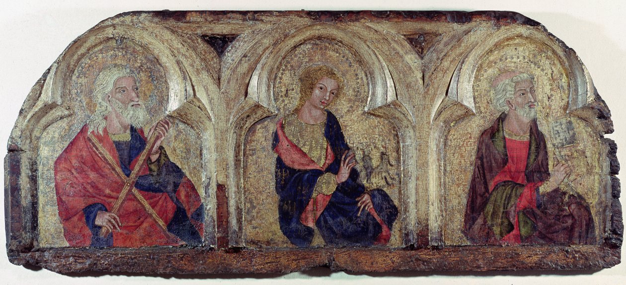 St. Andrew, St. John the Evangelist and St. Peter, from the left panel of the Roudnice Predella by Czech School