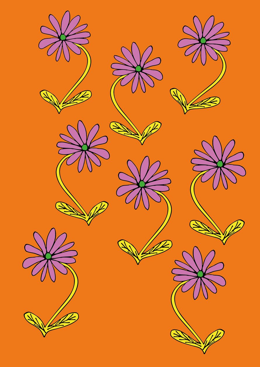 Daisies Repeat Orange Background by Daisy de Villeneuve