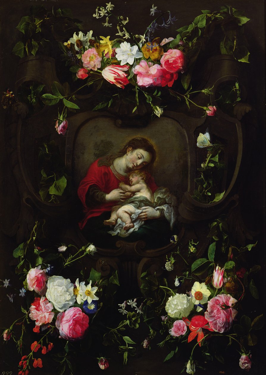 The Virgin and Child in a Garland of Flowers by Daniel Seghers