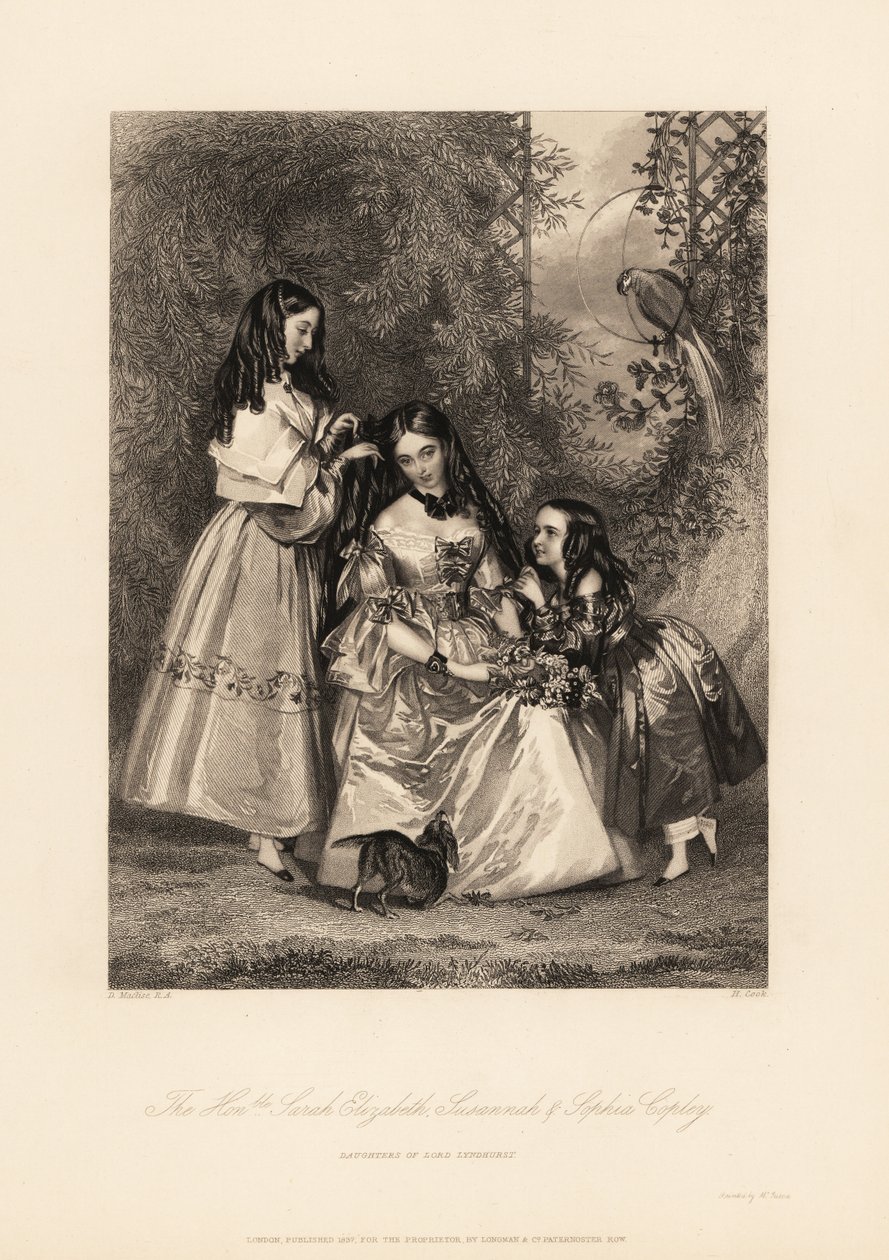 Sarah Elizabeth, Susannah and Sophia Copley, daughters of John Copley by Daniel (after) Maclise