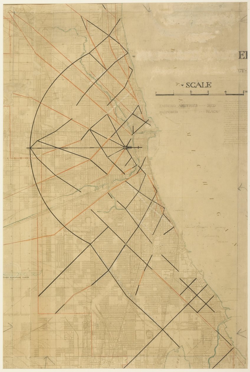 Plate 91 from The Plan of Chicago, Chicago, Proposed Diagonal Arteries, 1909 by Daniel Burnham
