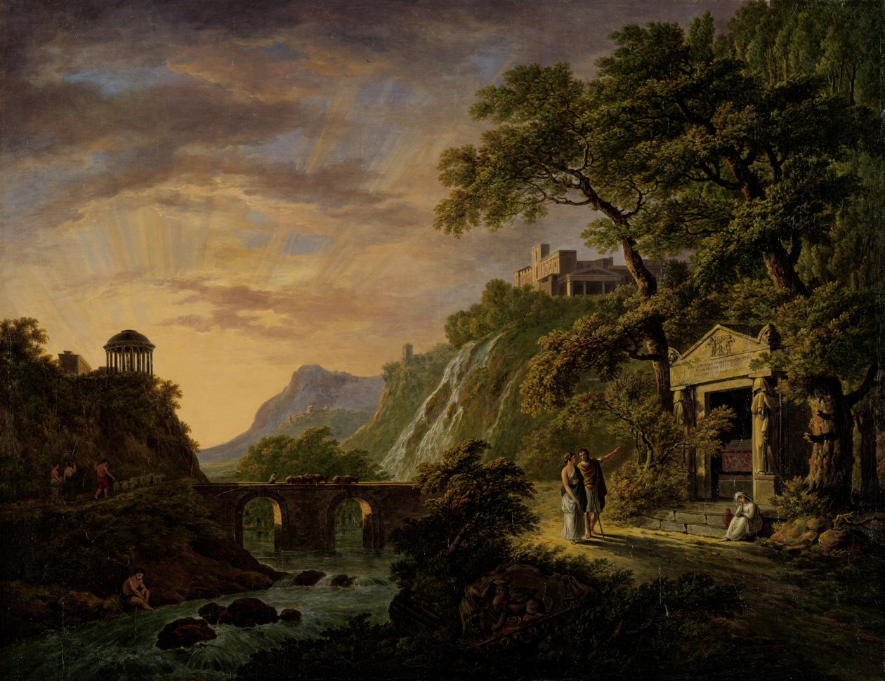 Arcadian Landscape with Setting Sun by Daniel Dupre