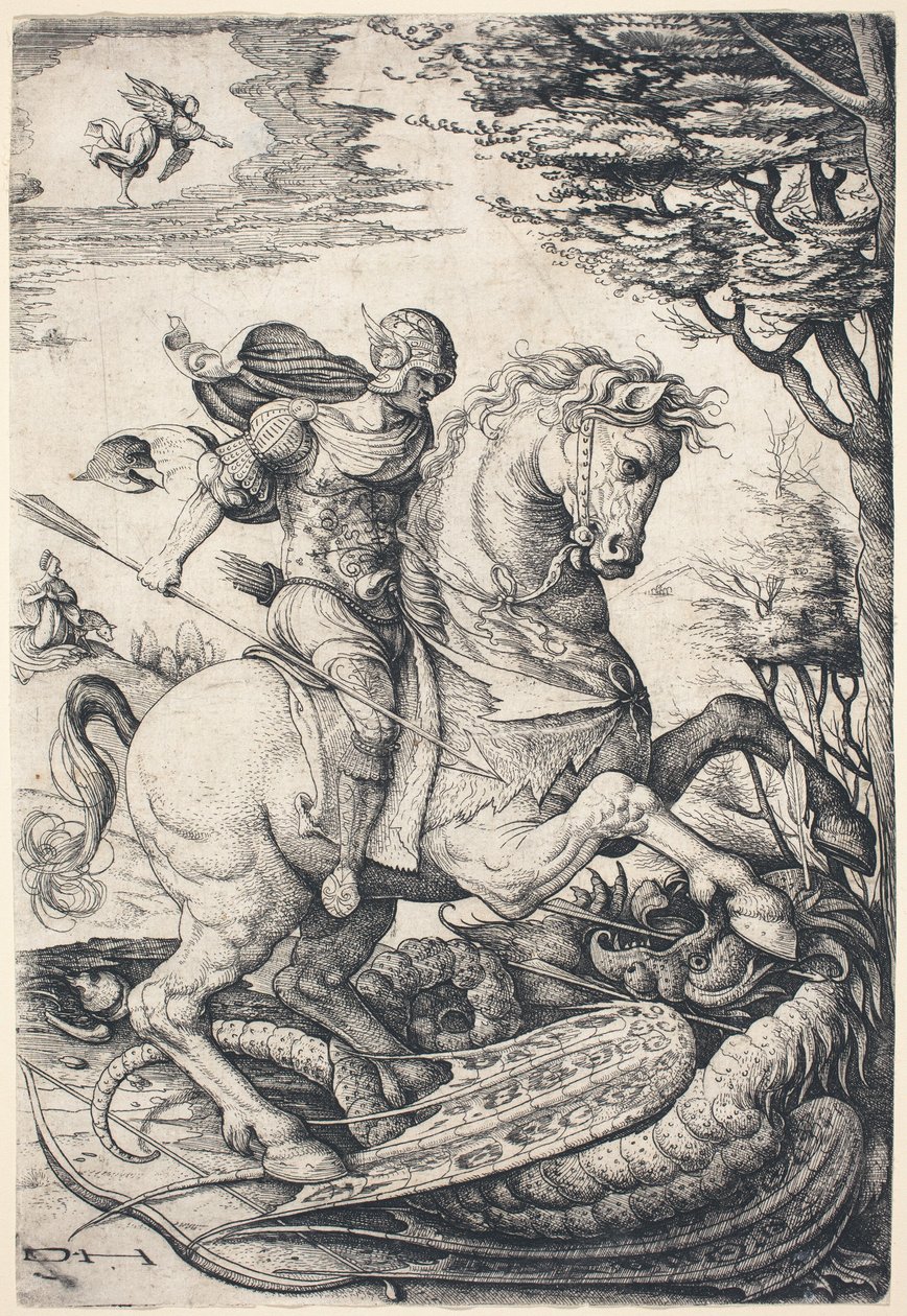 Saint George on Horseback Slaying the Dragon by Daniel Hopfer