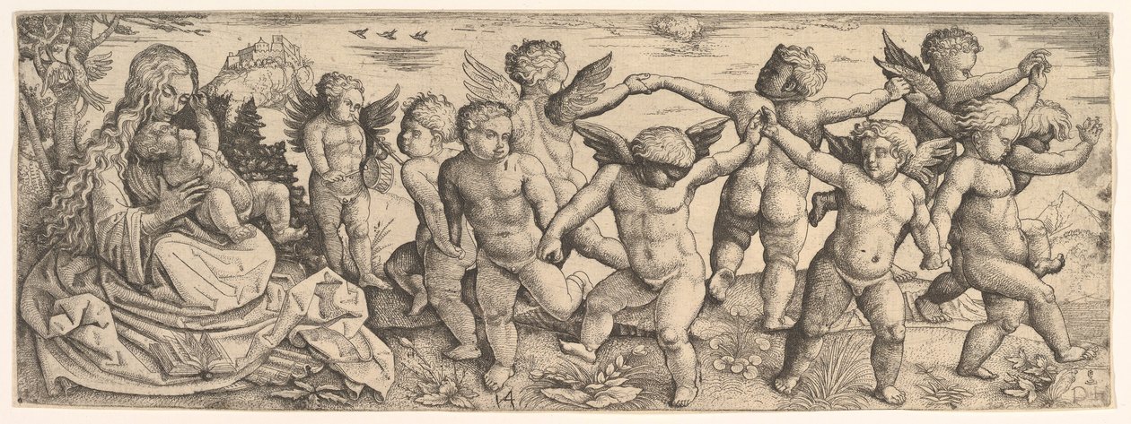 Virgin and Child with Angels Dancing in a Landscape by Daniel Hopfer