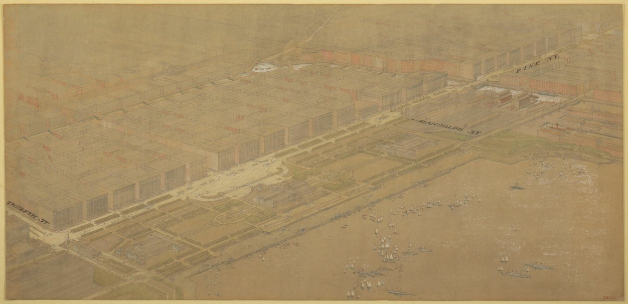 Plate 114 from The Plan of Chicago, 1909: Chicago. Proposed Boulevard and Parkway on Michigan Avenue and Pine Street by Daniel Hudson Burnham