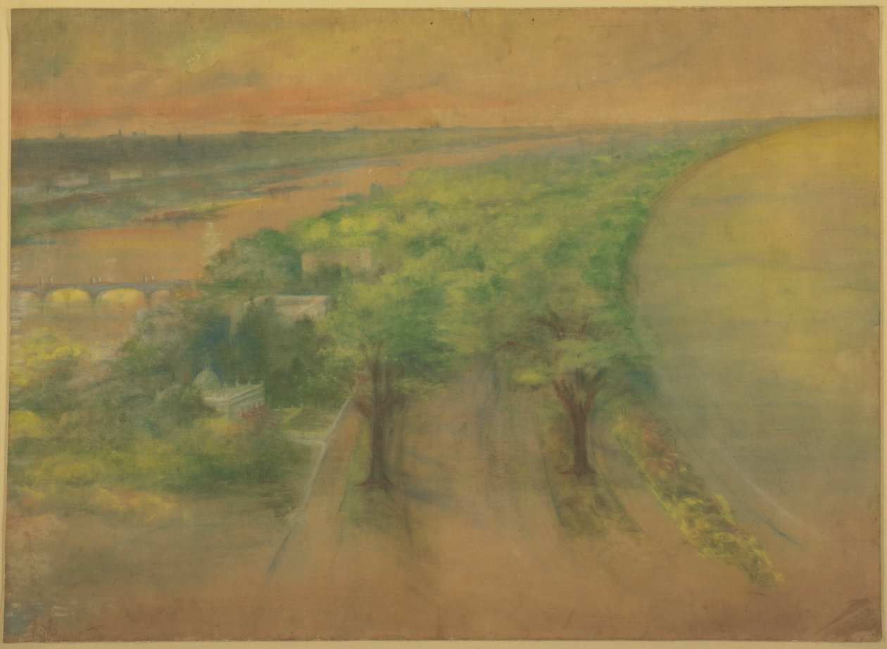 Plate 50 A from Plan of Chicago 1909: Chicago. View of the Proposed Park on the South Shore Looking Northwest Towards the City. by Daniel Hudson Burnham