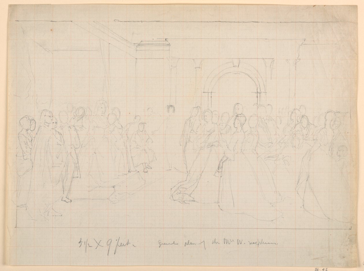Drawing, General Plan for Martha Washington Reception, 1860 by Daniel Huntington