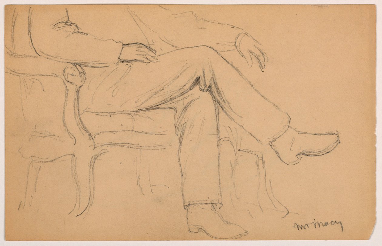 William H. Macy Seated, Lower Body; Verso: Right Hand, 1884 by Daniel Huntington
