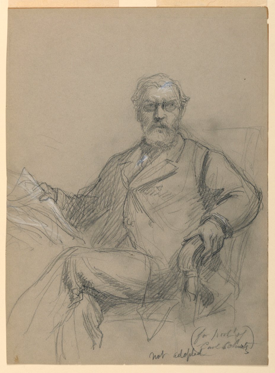 Drawing, Carl Schurz Seated Reading, 1899 by Daniel Huntington