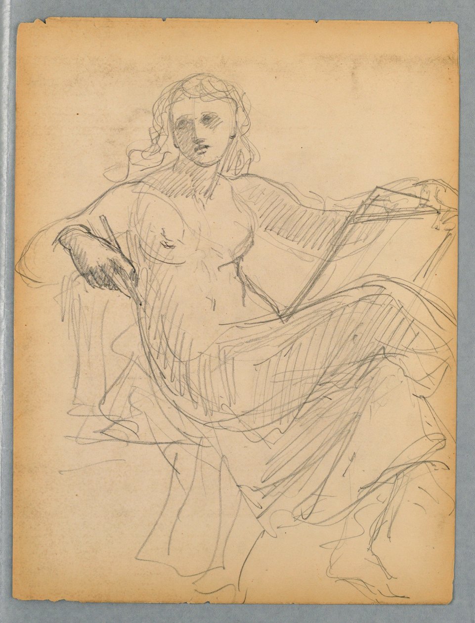 Sketch of Seated Woman for National Academy of Design Tympanum by Daniel Huntington