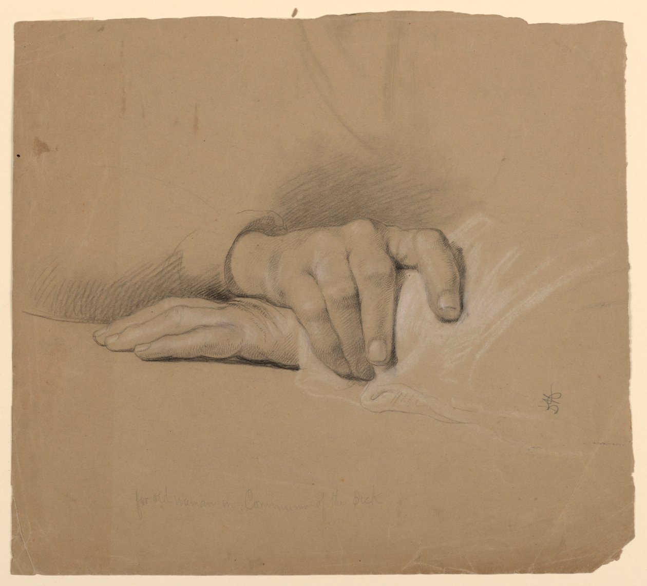 Study of Hands for Elderly Woman in "Communion of the Sick" by Daniel Huntington
