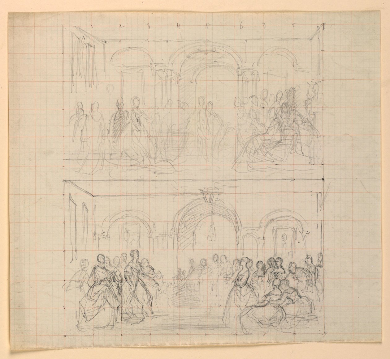 Two Figure Compositions for the Painting "The Republican Court" (Lady Washington