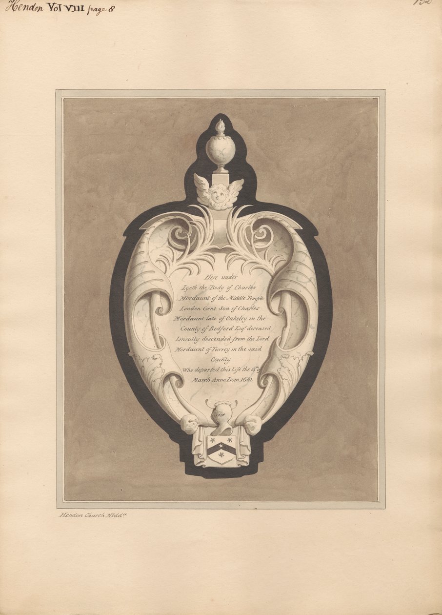 Memorial to Charles Mordaunt by Daniel Lysons