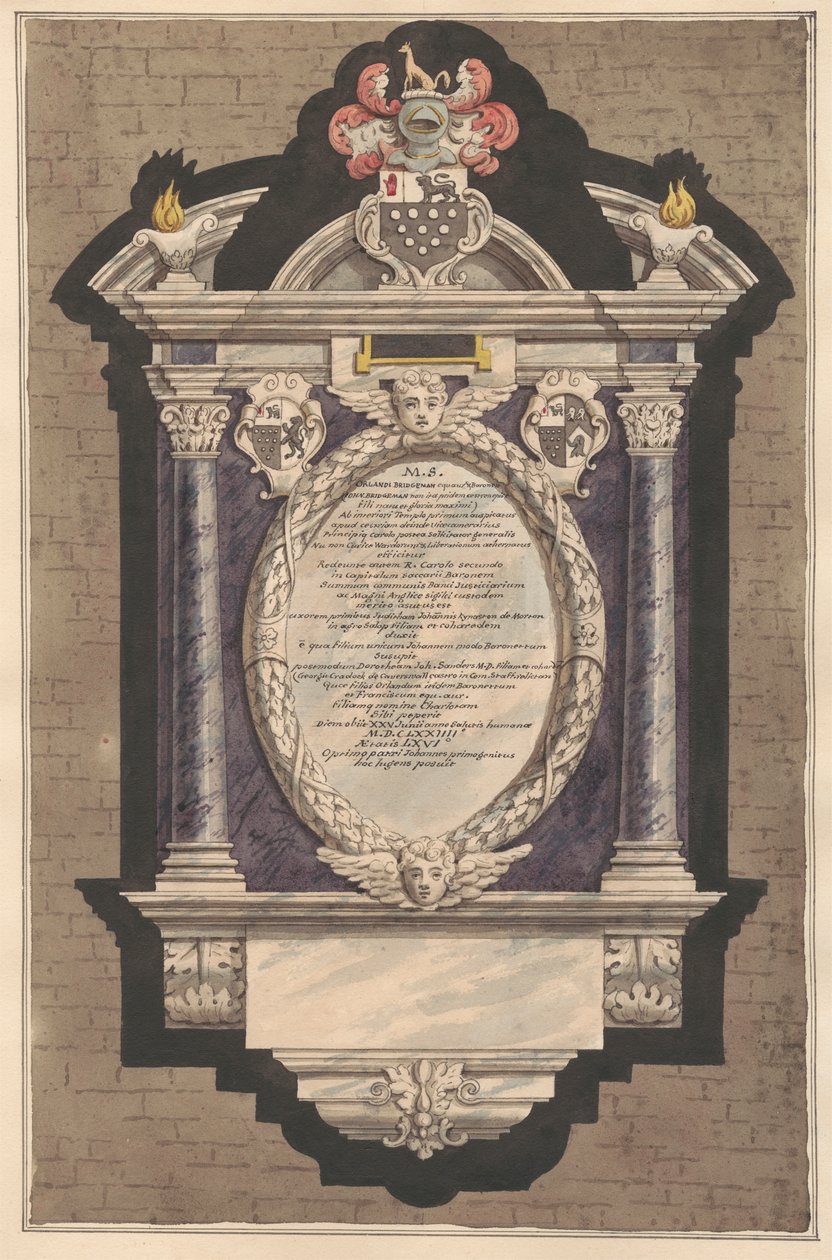 Memorial to Orlando Bridgeman from Teddington Church by Daniel Lysons