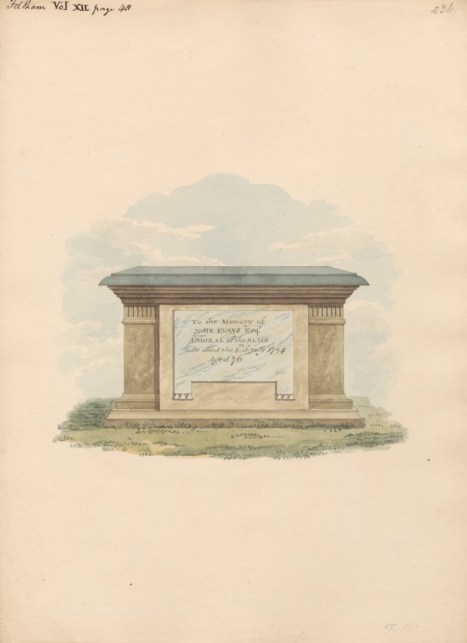 Tomb of John Evans from Feltham Church by Daniel Lysons