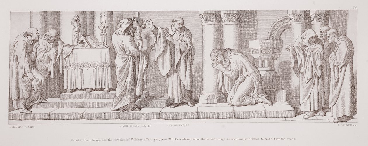 Harold Offers Prayer at Waltham Abbey by Daniel Maclise