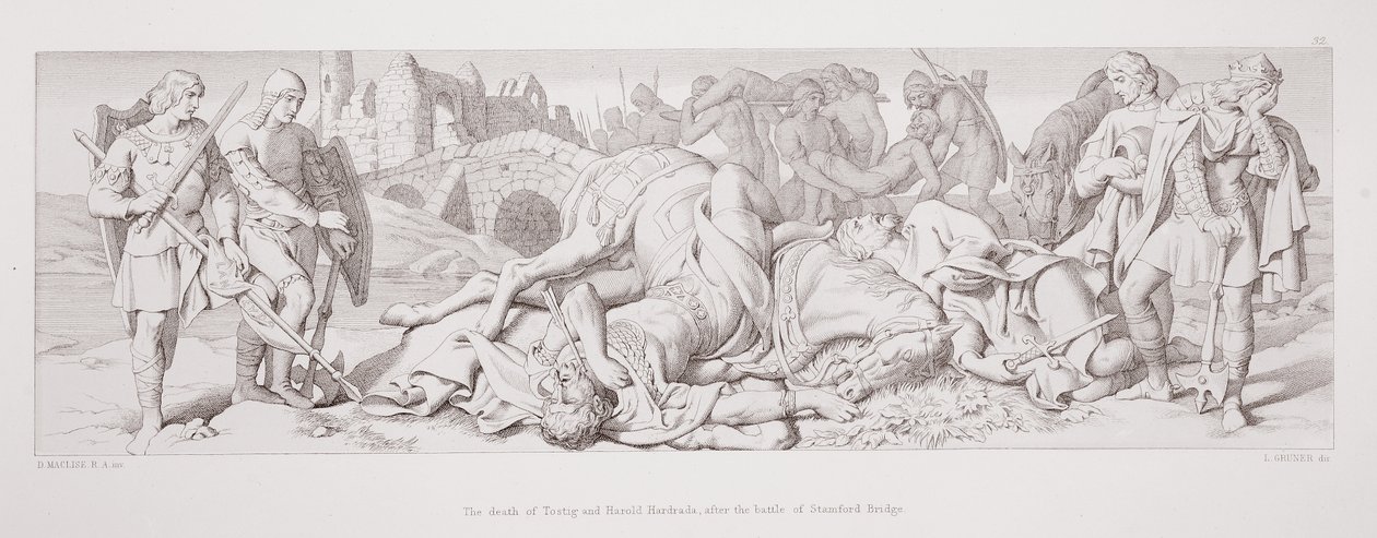 The death of Tostig and Harold Hardrada after the Battle of Stamford Bridge, from 