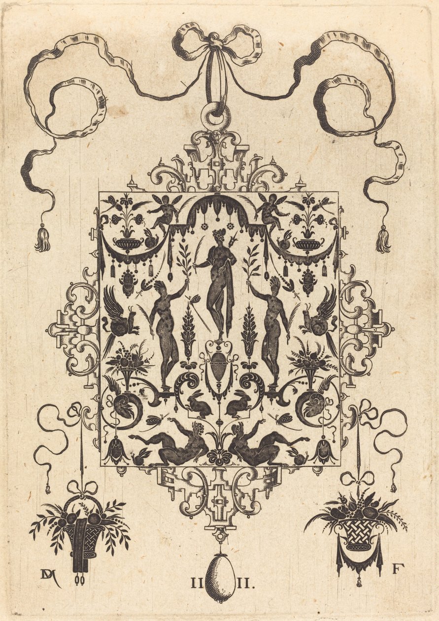 Large Pendant, Three Nude Women with Twigs at Centre by Daniel Mignot