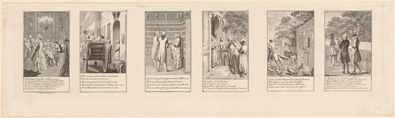 6 of 12 Sheets of Moral and Satirical Content, Part 1 by Daniel Nikolaus Chodowiecki