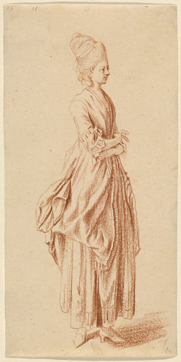 A Standing Lady in a Day Dress by Daniel Nikolaus Chodowiecki