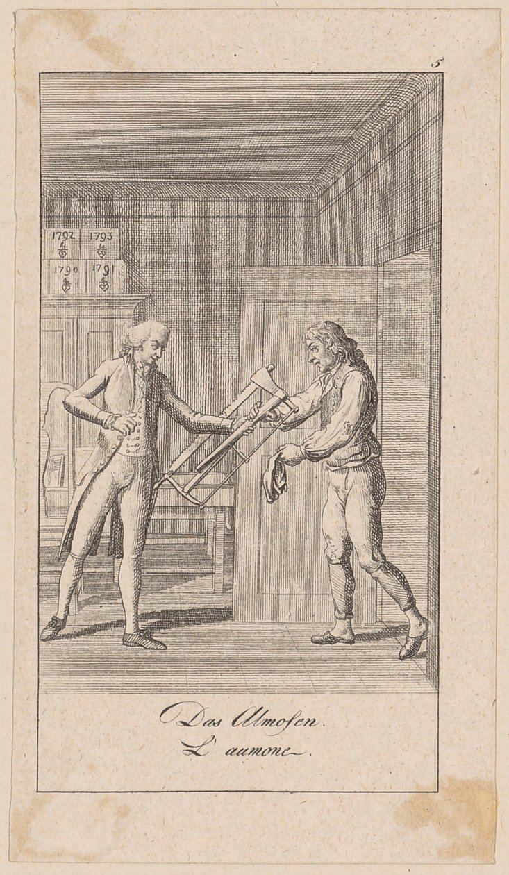 Alms, Sheet 5 of the Series "Sincerity and Hypocrisy" by Daniel Nikolaus Chodowiecki