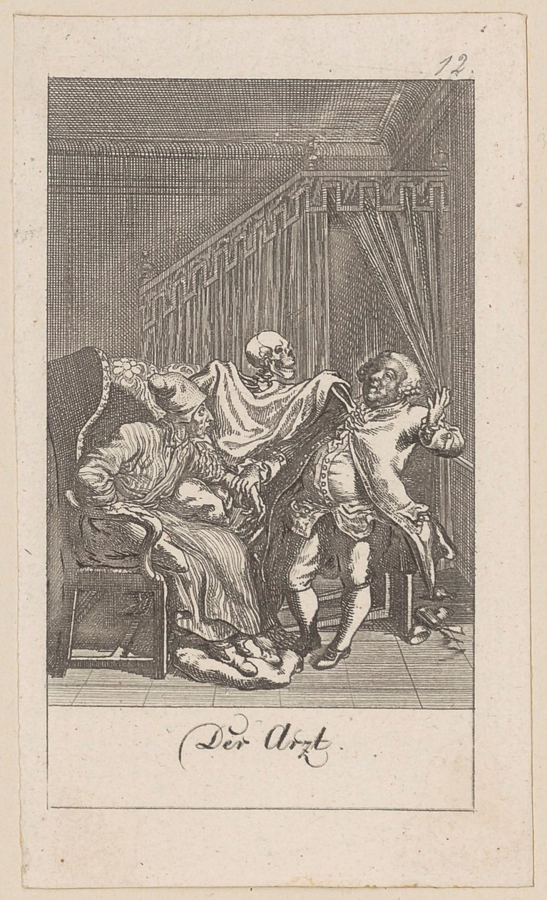 Doctor, Plate 12 of the Series "The Dance of Death" by Daniel Nikolaus Chodowiecki