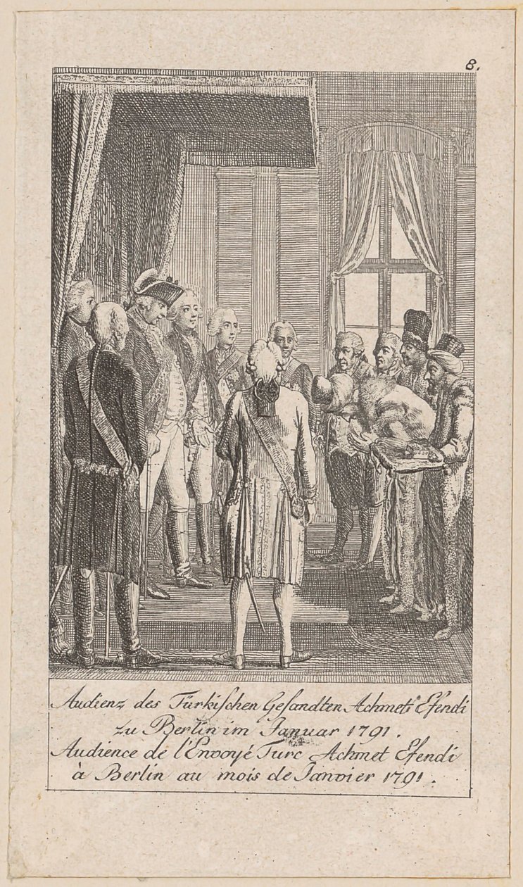 Audience of the Turkish Envoy, Sheet 8 of the Series "Older, Middle and Newer History" by Daniel Nikolaus Chodowiecki