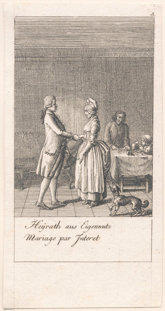 Motives for Marriage and Their Consequences. Plate 3 by Daniel Nikolaus Chodowiecki