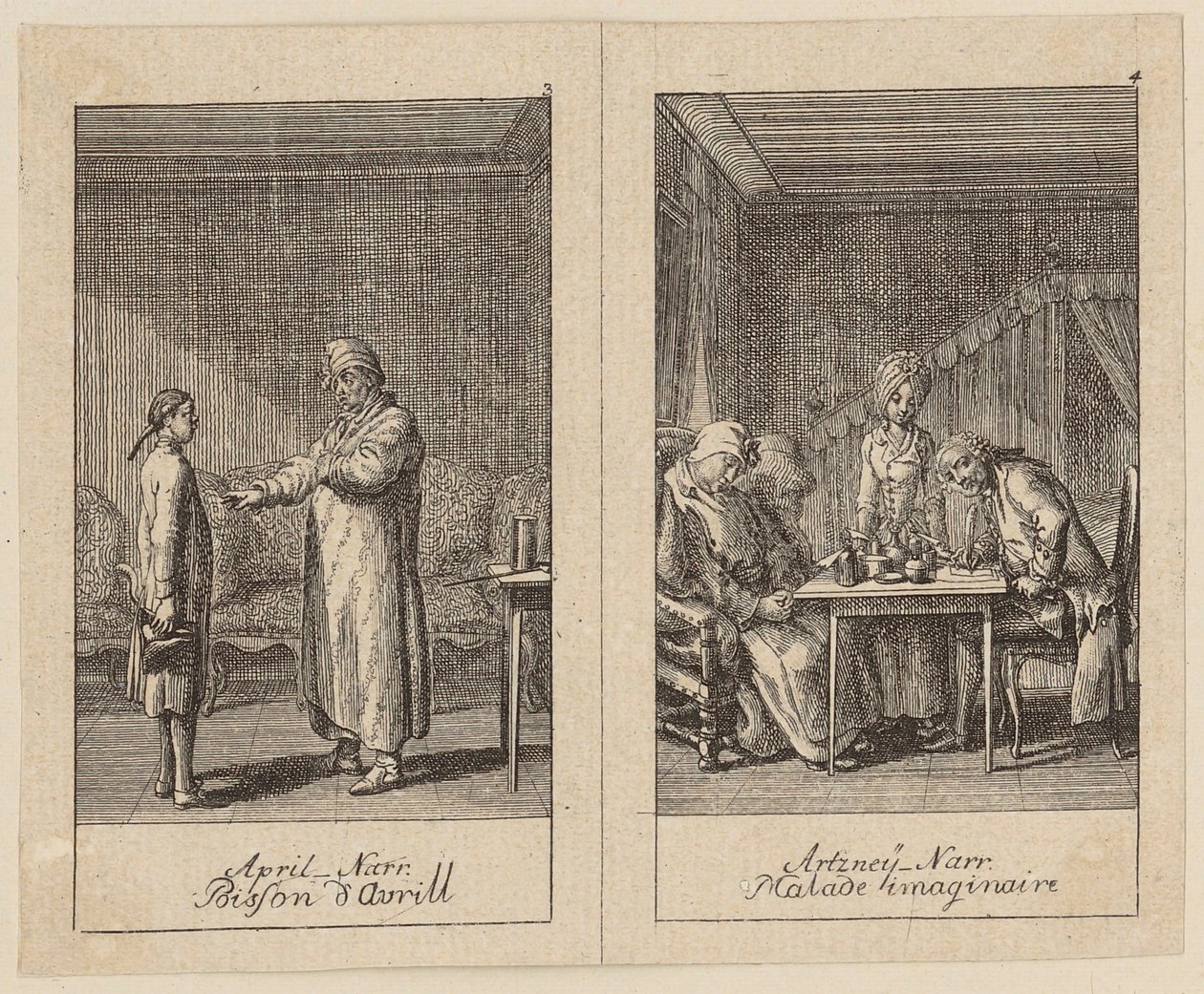 Sheets 3 and 4 for Centifolium Stultorum, Follies by Daniel Nikolaus Chodowiecki