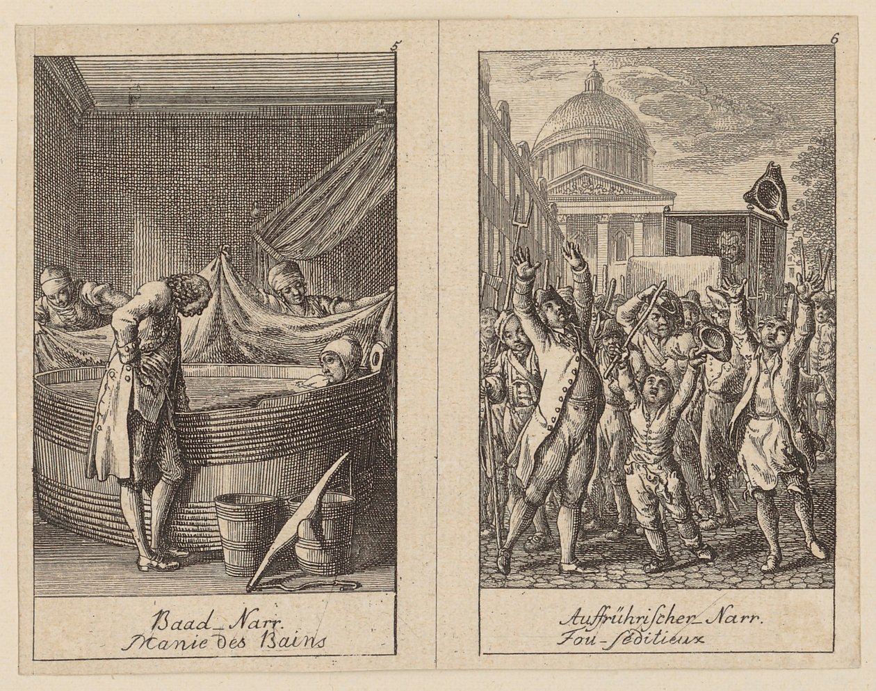 Pages 5 and 6 from Centifolium Stultorum, Follies by Daniel Nikolaus Chodowiecki