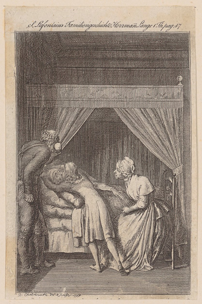 Hermann Lange Embraces His Dying Grandfather by Daniel Nikolaus Chodowiecki